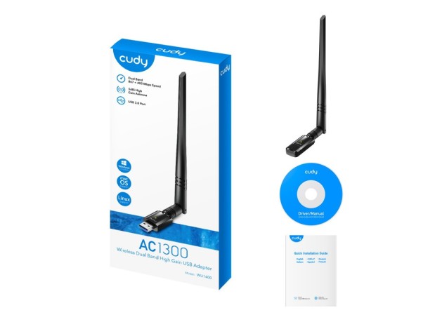 CUDY ADAPTADOR WI-FI USB 3.0 AC1300 MBPS Wireless AC Dual Band